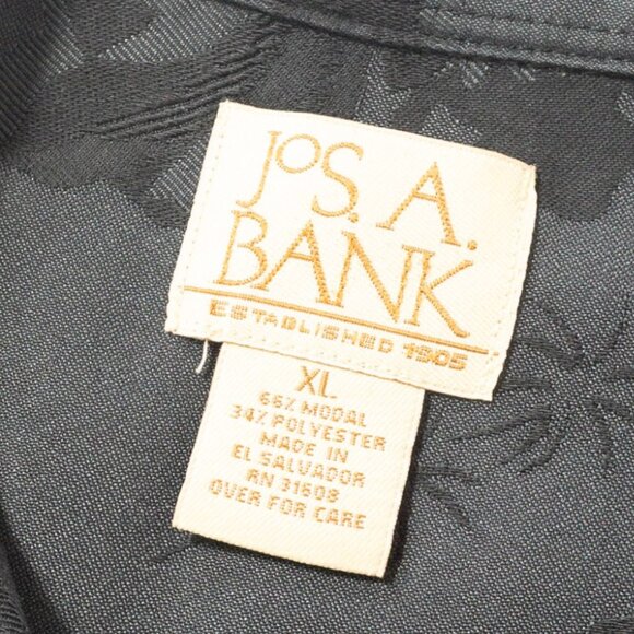 Jos A Bank Black Hawaiian Print Short Sleeve Button Down Modal Blend SZ XL - Picture 7 of 9